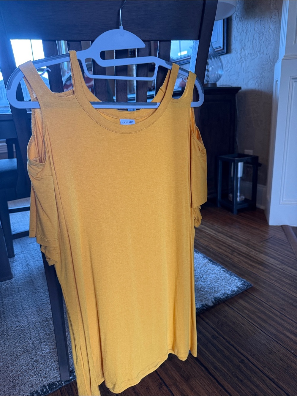 Lascana Mustard Yellow Cold-Shoulder Tank Top